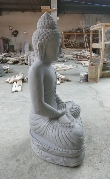 Product image 6 of the product “Seated Buddha made of Riverstone in Dhyana position - gesture of meditation, H.102 cm, natural. ”